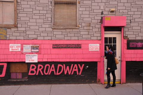 GGC_1546.JPG Me standing in front of the Garment District's shocking pink storefront.