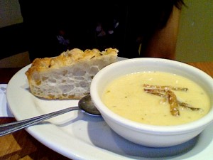 Potato leek soup at Crema Cafe in Harvard Square