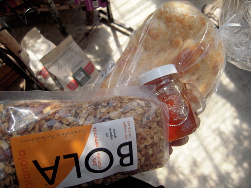 dscn0801 granola, EatLocalHoney.com honey, and a locally made ciabatta