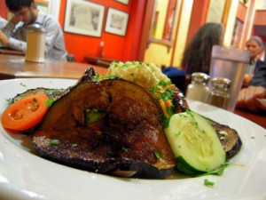 Sublime fried eggplant salad at Cafe Algiers