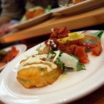 Post 390's clam fritter with razor clam and chorizo salad